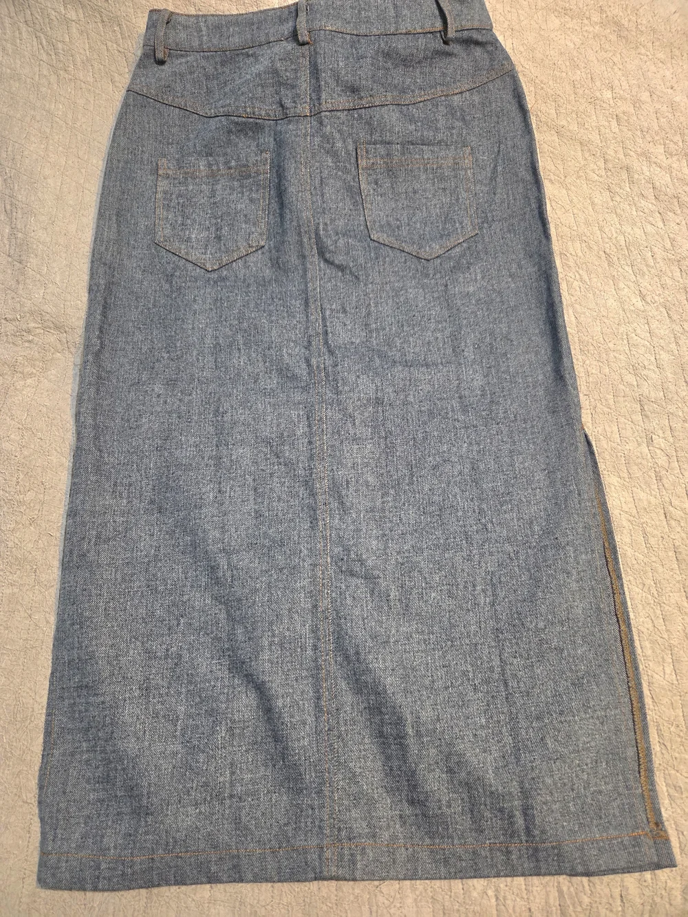 Button-Front Denim Maxi Skirt in Blue - Picture 5 of 6